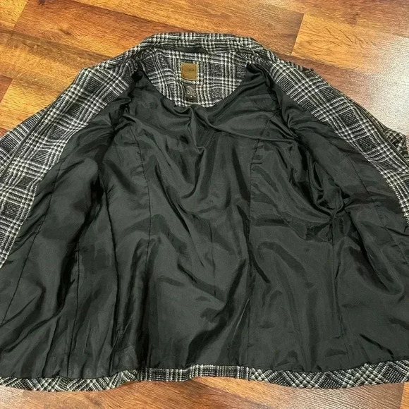 Ruff Hewn Women's Wool Blend Lined Plaid Full Zip Pockets Peplum Coat Jacket M - Picture 5 of 6